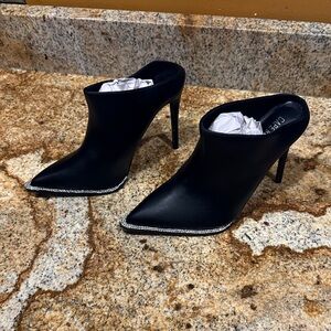 Cape Robbin Black Heels with Rhinestone Accent